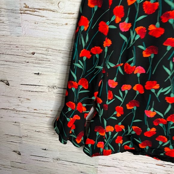 Karl lagerfeld blouse black red floral size 4 - Picture 2 of 10